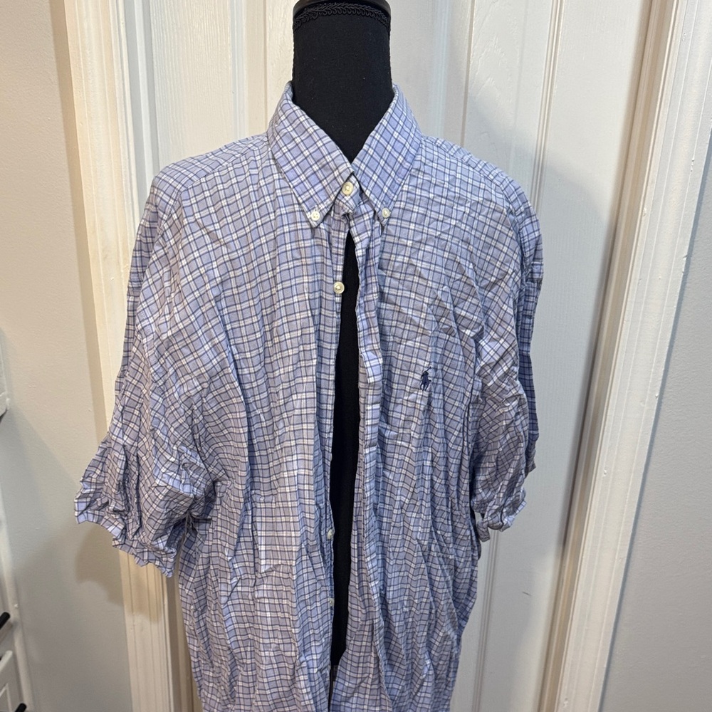 Polo Ralph Lauren Men's Blue and White Plaid Shirt